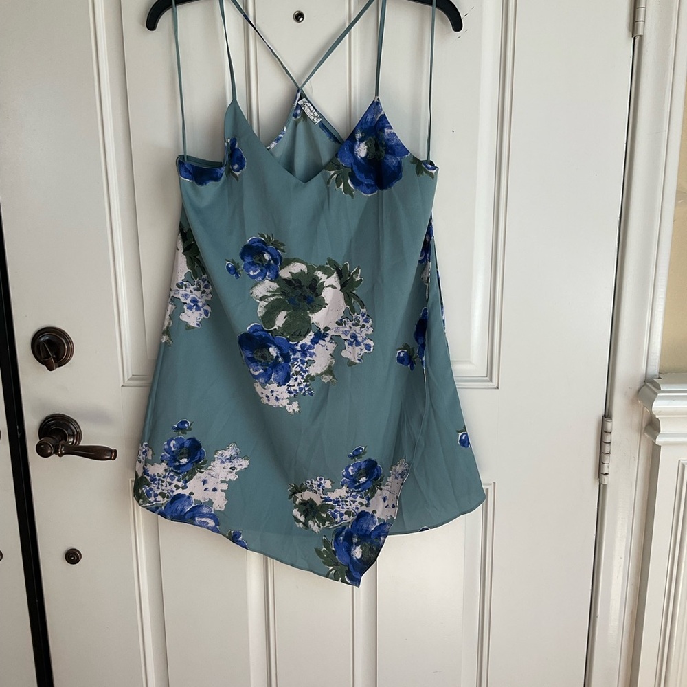 Free people intimately blue floral cascade slip dress NWOT